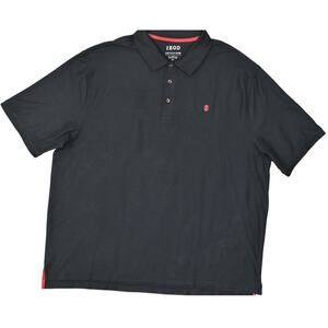 IZOD Advantage Stretch Men Black Cotton Blend Polo Shirt 2XL Solid Short Sleeve